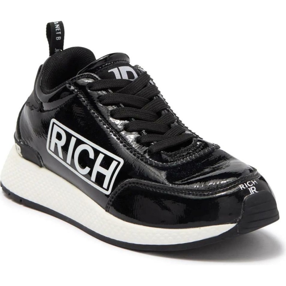$495 - JOHN RICHMOND Black Graphic Logo Sneaker Women's 7 (EU 37) Patent